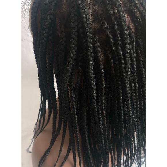 Full Lace Knotless Box Braided Wig color 280 Black w/ Gray - Picture 9 of 14